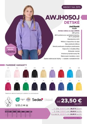 Detská mikina na zips AWDIS