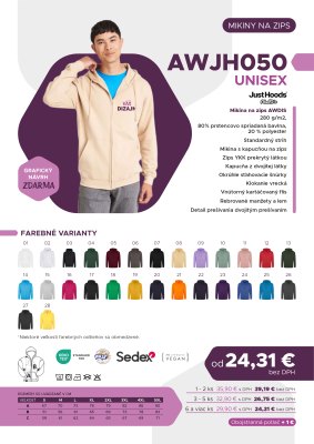 Mikina na zips AWDIS